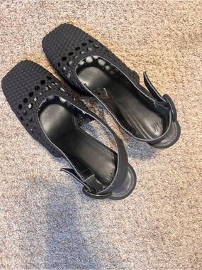 H&M Black Woven Slingback Heels - Women